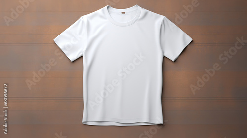 Blank T-Shirt Mockup Hanging Gracefully on the Wall, Awaiting Your Imagination to Unleash Endless Creativity in the World of Fashion and Design