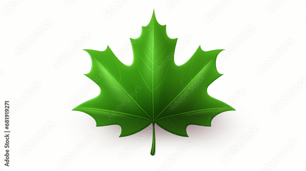 Fototapeta premium Green Maple Leaf as a spring and summer seasonal themed nature concept also an icon of the fall weather on an isolated white background