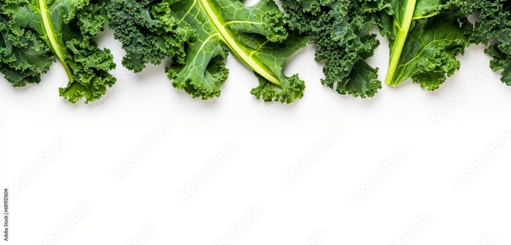 top view of Kale with copy space for text on white background. top view of Kale with copy space for text on white background.