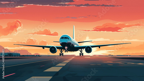 An Illustration of a Passenger Jet Taking Off or Landing on an Airport Tarmac photo