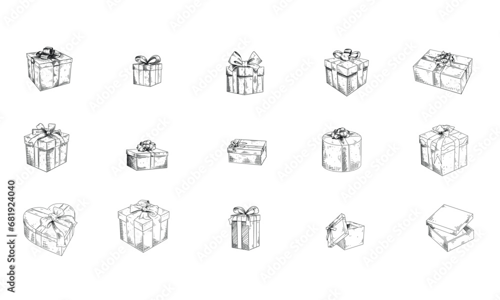 gift box handdrawn illustration engraving gift box handdrawn illustration engraving