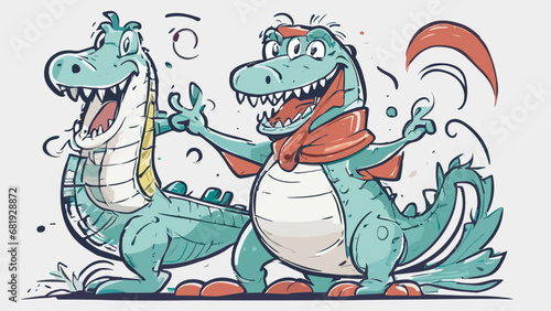 Crocodile cartoon character illustration vector image. Aligator wild design graphic design image