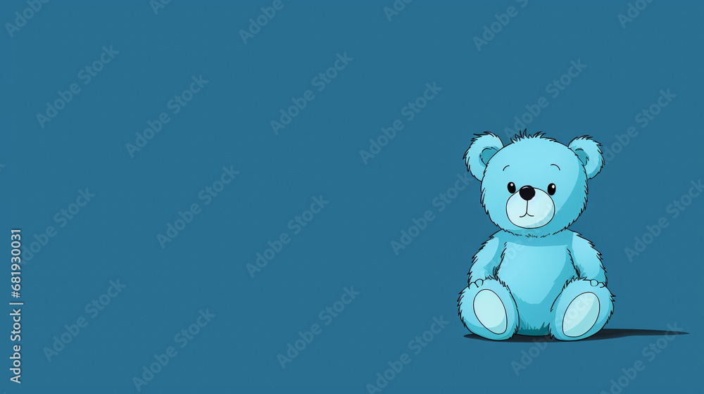 Obraz premium Blue Monday concept , Blue bear sitting on blue background. , illustration, comic style