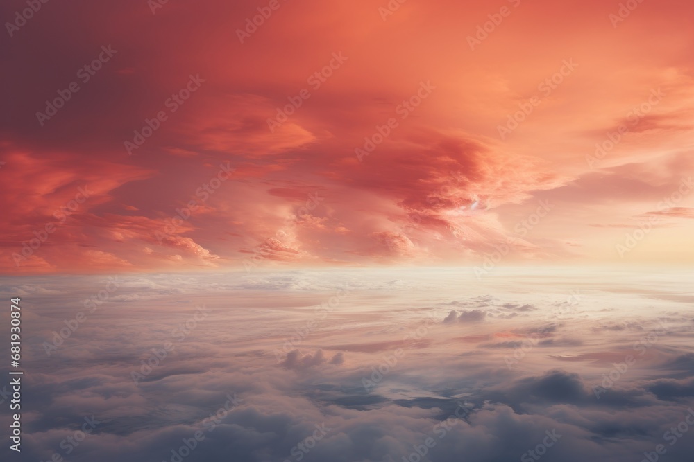 Dramatic red and orange cloudscape, ideal for imaginative themes or as a vibrant backdrop.