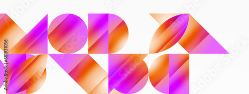 Serene gradient template. Circles and triangles mingle in minimalist perfection. Gentle fusion of forms and hues creates balanced yet captivating backdrop, embodying modern sophistication