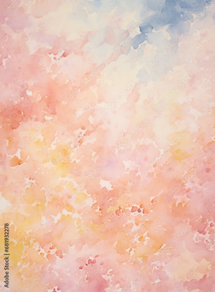 Soft watercolor wash in pastel pink and yellow, ideal for delicate backgrounds, artistic expression, or spring themes.