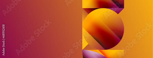 Serene gradient template. Circles and triangles mingle in minimalist perfection. Gentle fusion of forms and hues creates balanced yet captivating backdrop, embodying modern sophistication