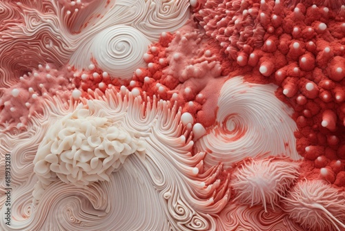 Surreal coral and white organic formations, evoking marine life or fantastical landscapes for creative concepts.