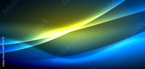 Dynamic waves in ethereal glow of neon lights. Concept merges fluidity of motion with vibrant allure of neon, crafting entrancing backdrop that embodies both vitality and futuristic sophistication