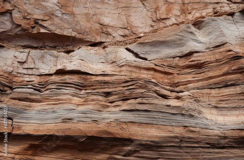 Detailed stratified rock layers, ideal for geological studies, natural history content, or rustic design elements. photo