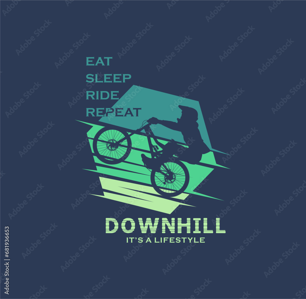 Fototapeta premium DOWNHILL JUST RIDE,TYPOGRAPHY DESIGN T-SHIRT PRINT