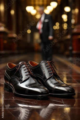 Photo Realistic of an Executive in a Well-Tailored Suit and Polished Leather Shoes, Generative AI 