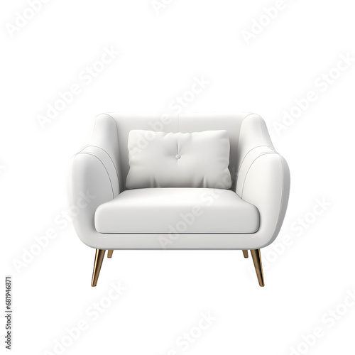 Single sofa on transparent background, white background, isolated, stool illustration