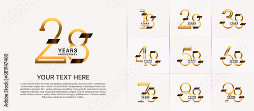 set of anniversary logotype gold color with black glitter for special celebration event © CRIMSONRED