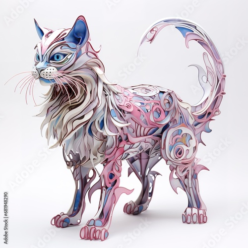 Abstract art of Cat Sculpture Paper Quilling Art