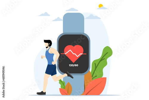 Concept of active healthy lifestyle, running, city competition, marathon, cardio training, sport. men jog to maintain health. Isolated vector illustration for flyer, flyer, advertising banner.