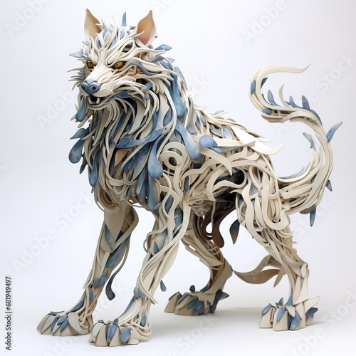 Abstract art of Dog Sculpture Paper Quilling Art © somsong
