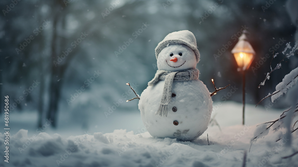Obraz premium snowman in sunset
