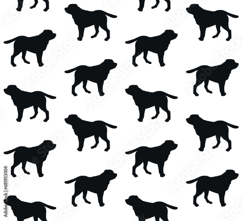Vector seamless pattern of hand drawn Shar Pei dog silhouette isolated on white background