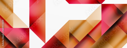 Vivid abstraction unfolds. Triangles in seamless harmony, composing dynamic geometric backdrop. Interplay of angles and hues forms captivating tapestry, evoking modernity and artistic allure