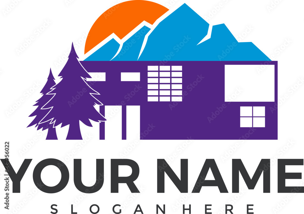 Real estate house mountain logo template
