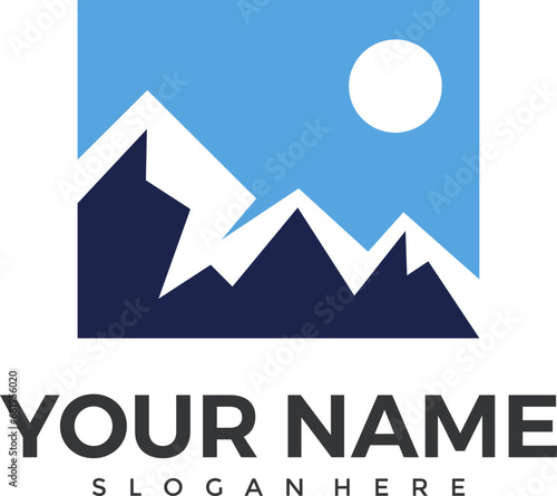 iceberg geometric logo design in trendy linear line style illustration , abstract mountain ice peak outline clip art logo