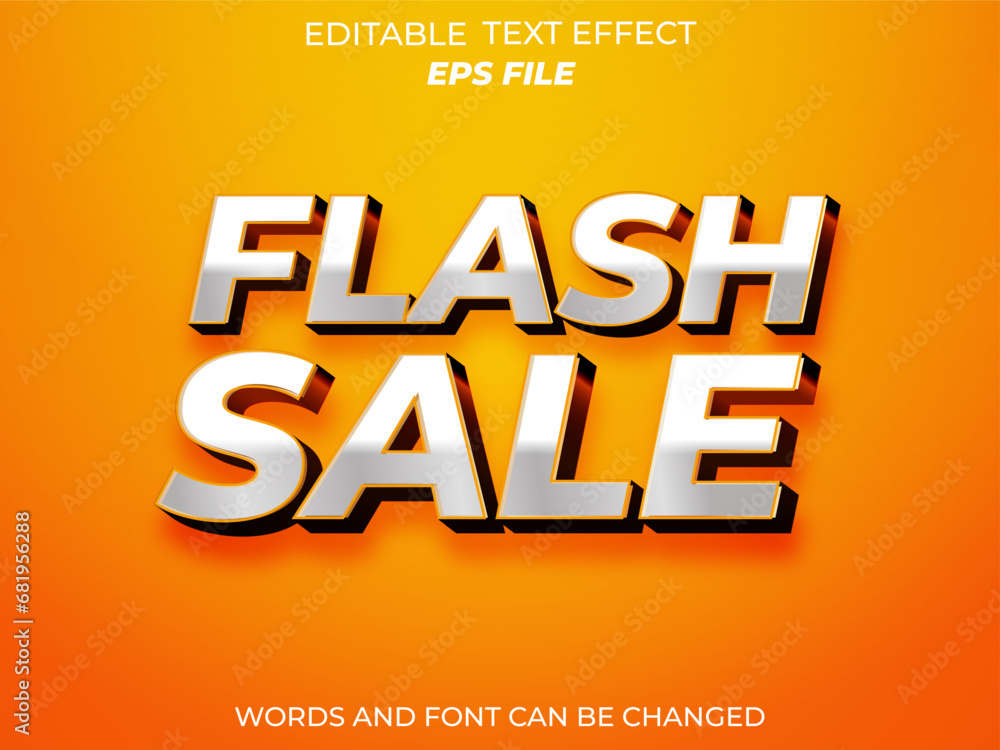 flash sale text effect, font editable, typography, 3d text. vector template