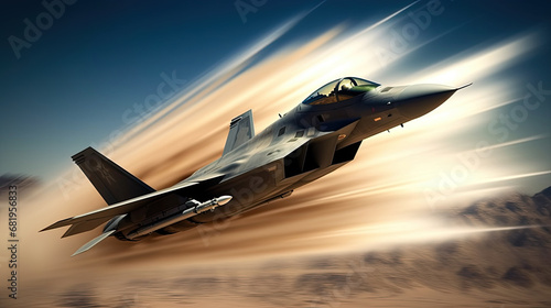 Military fighter jet goes supersonic photo