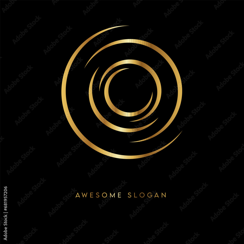 Abstract golden glowing shiny circle lines affect the vector background use for modern design logo Abstract golden glowing shiny circle lines affect the vector background use for modern design logo