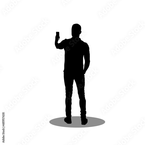 Man using phone stock vector illustration