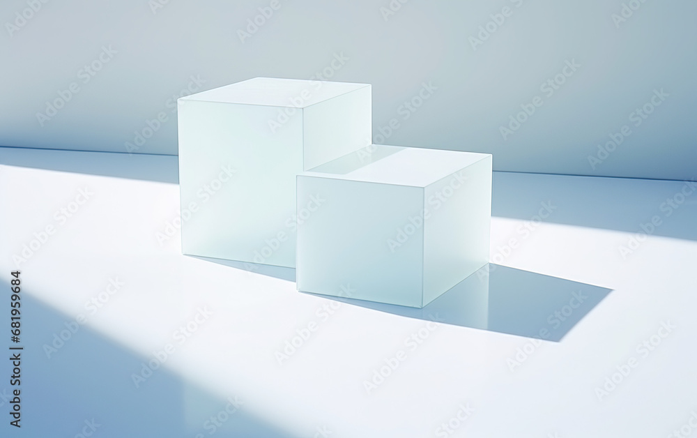 White Exhibition Stand on a Blue Background White Exhibition Stand on a Blue Background
