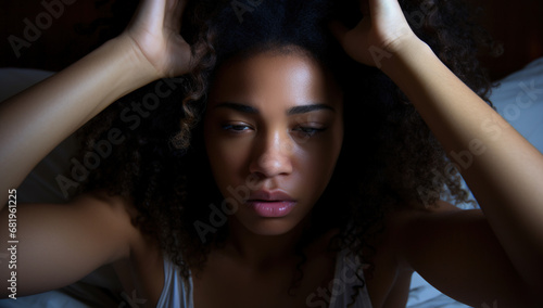 Black Woman Clutching Her Head