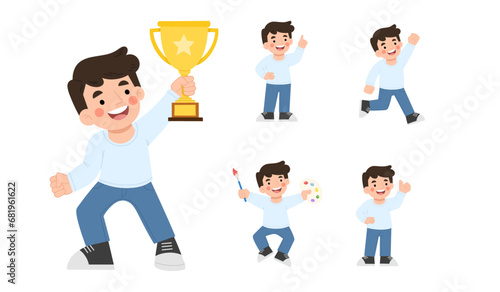 Group of multiracial and multicultural students.Back to School concept illustration boy illustration