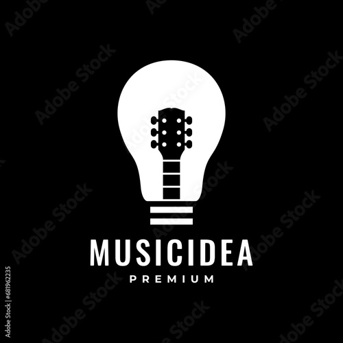 creative idea lamp light guitar music song writer modern clean minimal logo design vector icon illustration