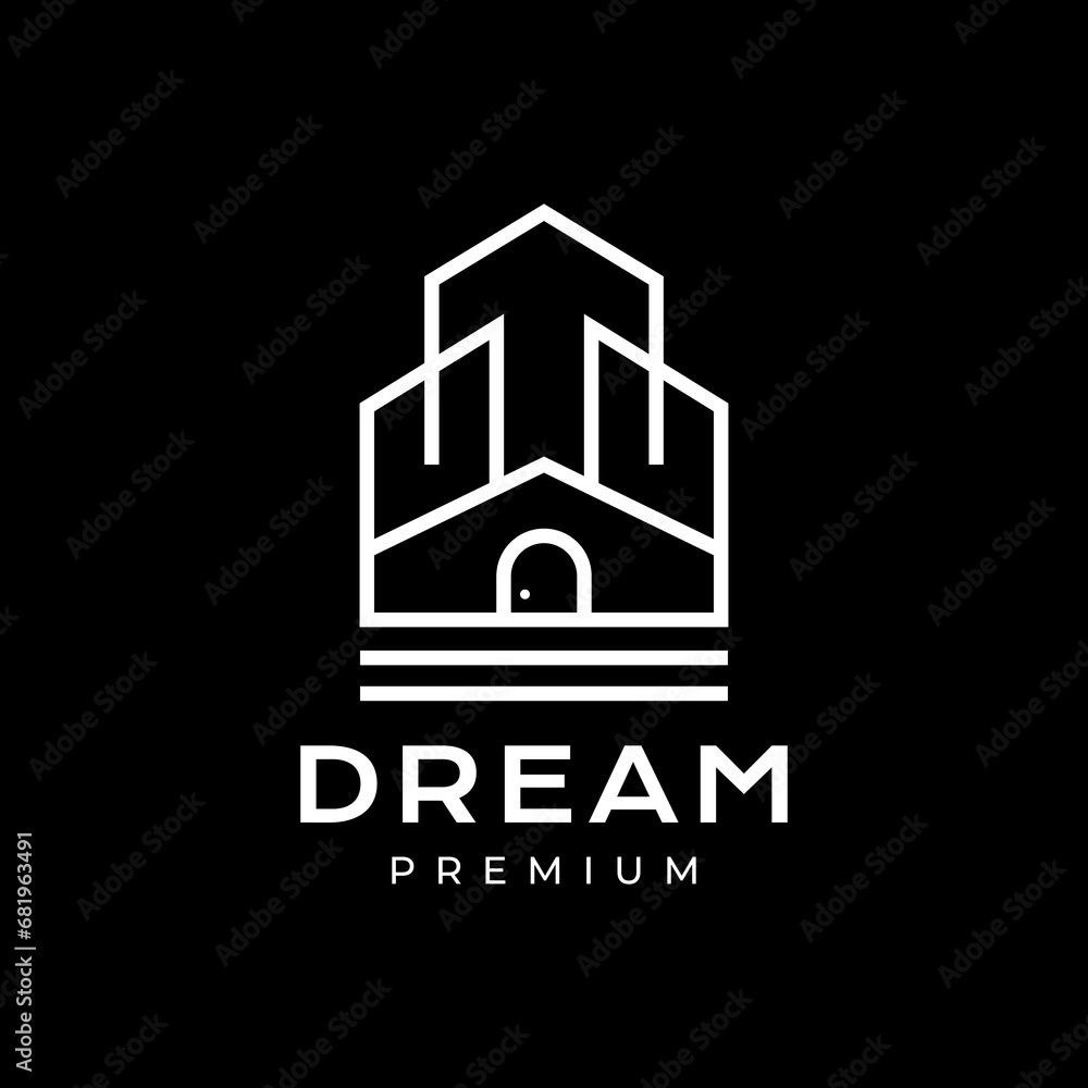 Fototapeta premium future house real estate apartment line style modern minimalist clean logo design vector icon illustration