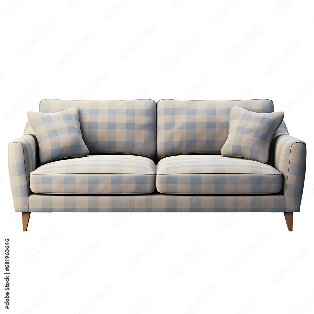 Fototapeta premium Fabric sofa on transparent background, white background, isolated, stool illustration