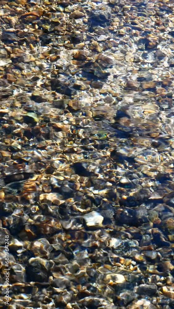 Ripples on Water Surface of Blue Green Mountain Lake and Pebbles Ripples on Water Surface of Blue Green Mountain Lake and Pebbles