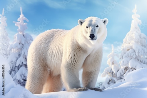 Polar bear in Arctic. Wildlife scene from nature. Animal in the habitat.