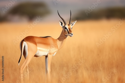 A gazelle walking in Africa. Wildlife scene from nature. Animal in the habitat.