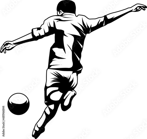 a vector illustration of a boy kicking a ball.