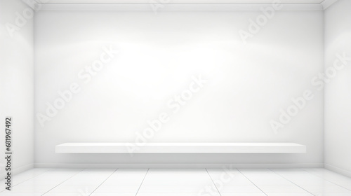 Pure White Background of Floor and Empty Room