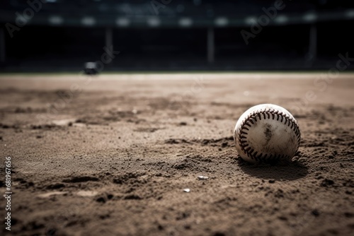 Majestic Baseball Resting Gracefully on the Baseball Field Generative AI