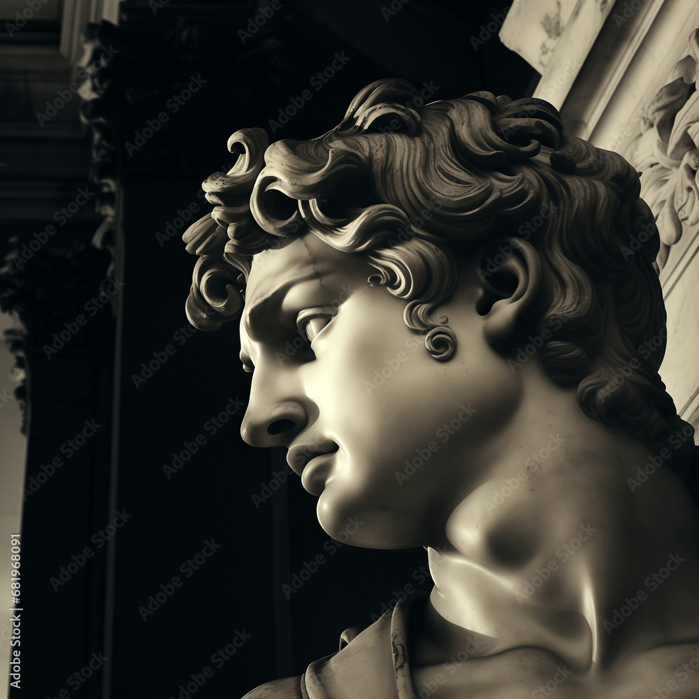 Greek Marble Statue, Portrait, AI Greek Marble Statue, Portrait, AI