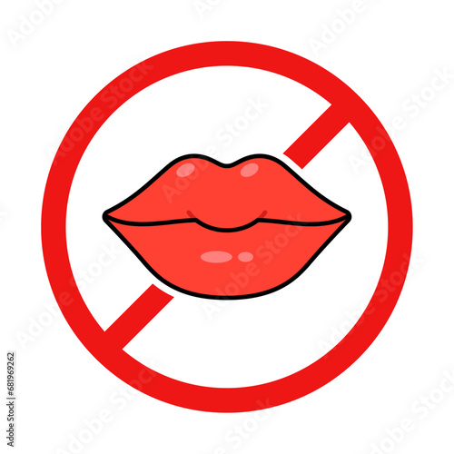 No Lips Sign on White Background