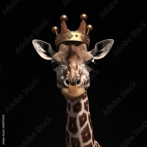 portrait of a majestic Giraffe with a crown © somsong