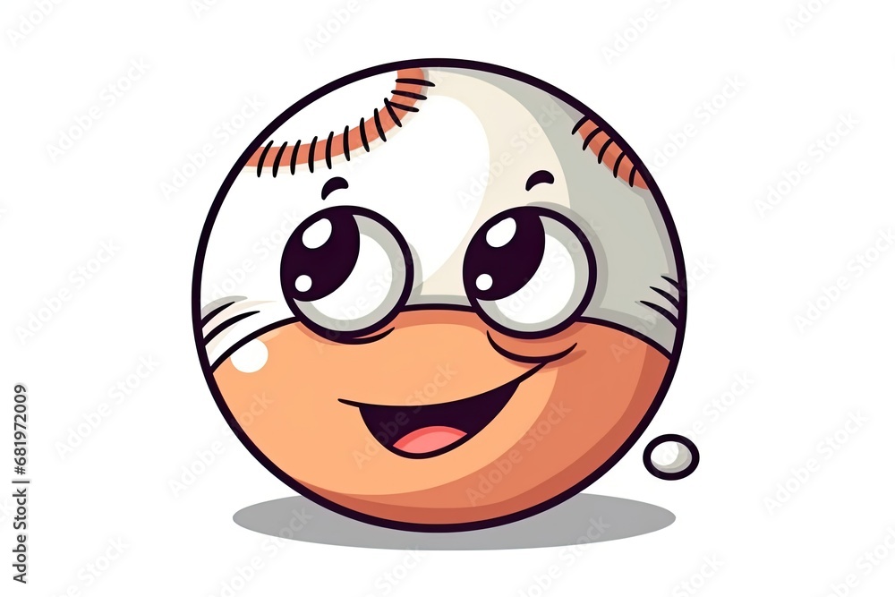Cheerful Baseball with Expressive Eyes and a Playful Smile on a Generative AI Cheerful Baseball with Expressive Eyes and a Playful Smile on a Generative AI