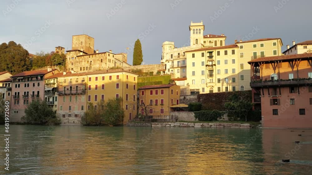 Bassano del Grappa, Italy - Ponte degli Alpini and views of the Brenta river Bassano del Grappa, Italy - Ponte degli Alpini and views of the Brenta river