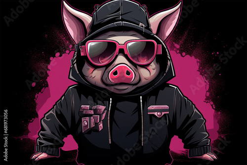 character design of a cyberpunk style pig © Yoshimura