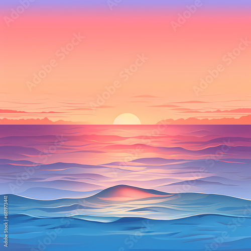the serene colors of an ocean sunset  © Cao