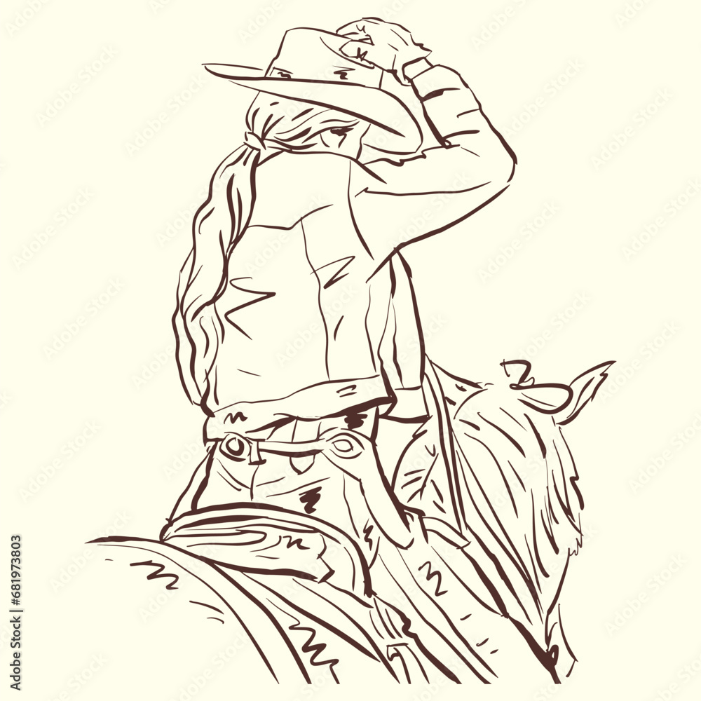 sketch of a person on horseback vector for illustration decoration card